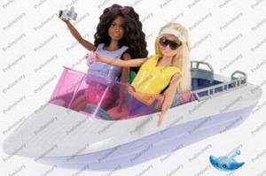  Barbie: Mermaid Power Barbie "Malibu" and “Brooklyn” Roberts mga manika with bangka Playset