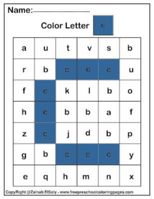 Color द्वारा Letter c Square Pïxels Free Preschool