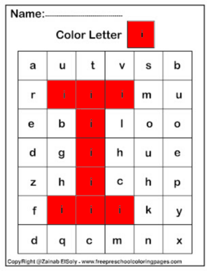 Color By Letter i Square Pïxels Free Preschool
