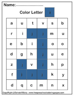  Color por Letter j Square Pïxels Free Preschool