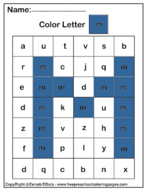  Color bởi Letter m Square Pïxels Free Preschool
