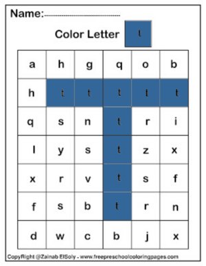  Color kwa Letter t Square Pïxels Free Preschool