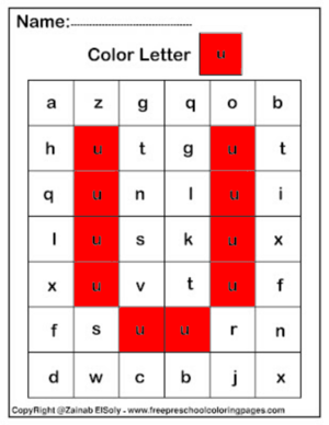  Color da Letter u Square Pïxels Free Preschool