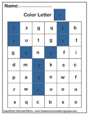 Color দ্বারা Letter y Square Pïxels Free Preschool