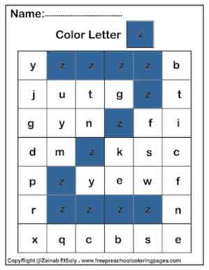  Color द्वारा Letter z Square Pïxels Free Preschool
