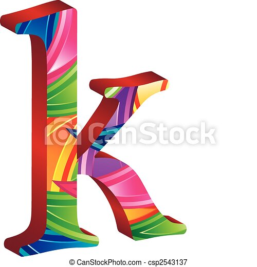 Colored Alphabet With Spikes And Leaves K