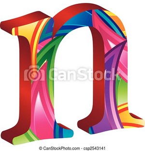 Colored Alphabet With Spikes And Leaves N