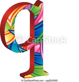  Colored Alphabet With Spikes And Leaves Q