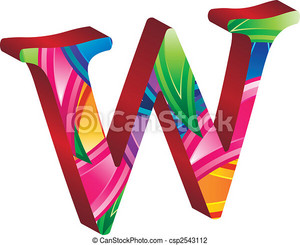 Colored Alphabet With Spikes And Leaves W
