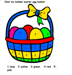  Easter Egg Basket Color sa pamamagitan ng Number Worksheets | 99Worksheets