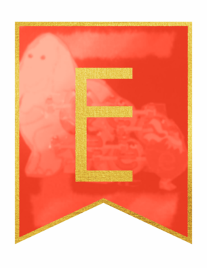  ゴールド Framed Banner Letters – E