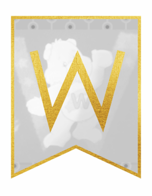 Gold Framed Banner Letters – W