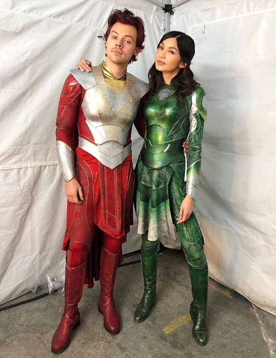  Harry Styles and Gemma Chan on the set of Eternals
