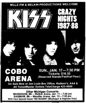  চুম্বন ~Detroit, Michigan...January 17, 1988 (Crazy Nights Tour)