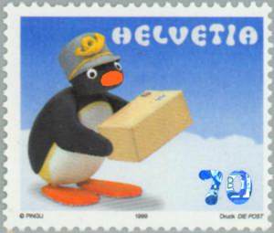 Stamp Pïngu As PostMan SwïtzerLand Pïngu Comïcs Character