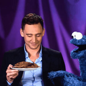 Tom Hiddleston and Cookie Monster