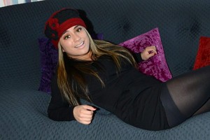 Ally Brooke Laying Down On AOL Couch (Neck Folds Included)
