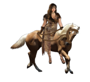  An Fierce Barbarian Woman riding a Horse