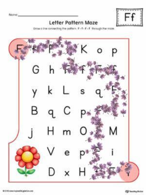  F Letter Pattern Maze Worksheet (Color)