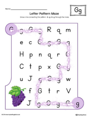 G Letter Pattern Maze Worksheet (Color)