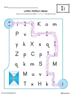  I Letter Pattern Maze Worksheet (Color)