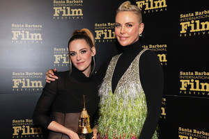  Kristen with her SWATH co-star Charlize Theron at the Santa Barbara FF