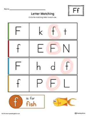  Letter F Uppercase And Lowercase Matchïng Worksheet