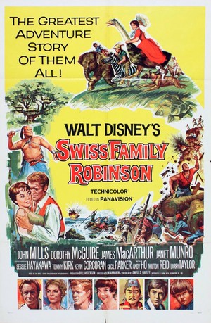  Movie Poster 1960 Дисней Film, The Swiss Family Robinson