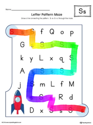  S Letter Pattern Maze Worksheet (Color)