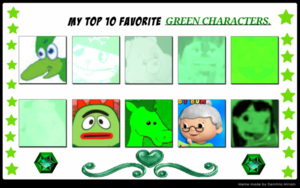  вверх 10 Green Characters Meme