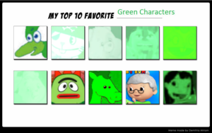  上, ページのトップへ Ten Green Characters Meme
