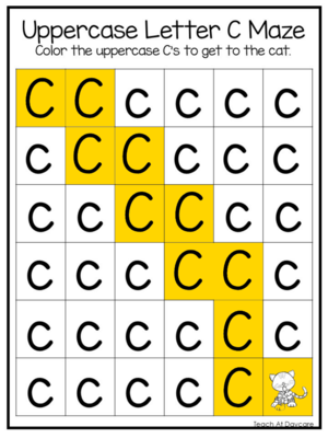 C Uppercase Letter Maze Worksheets