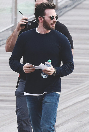 Chris Evans on the set of ‘Ghosted’ | May 04, 2022 • Washington, DC