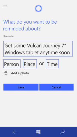  Cortana New Reminder on Windows Phone