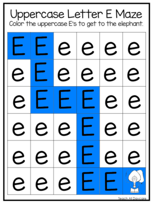  E Uppercase Letter Maze Worksheets