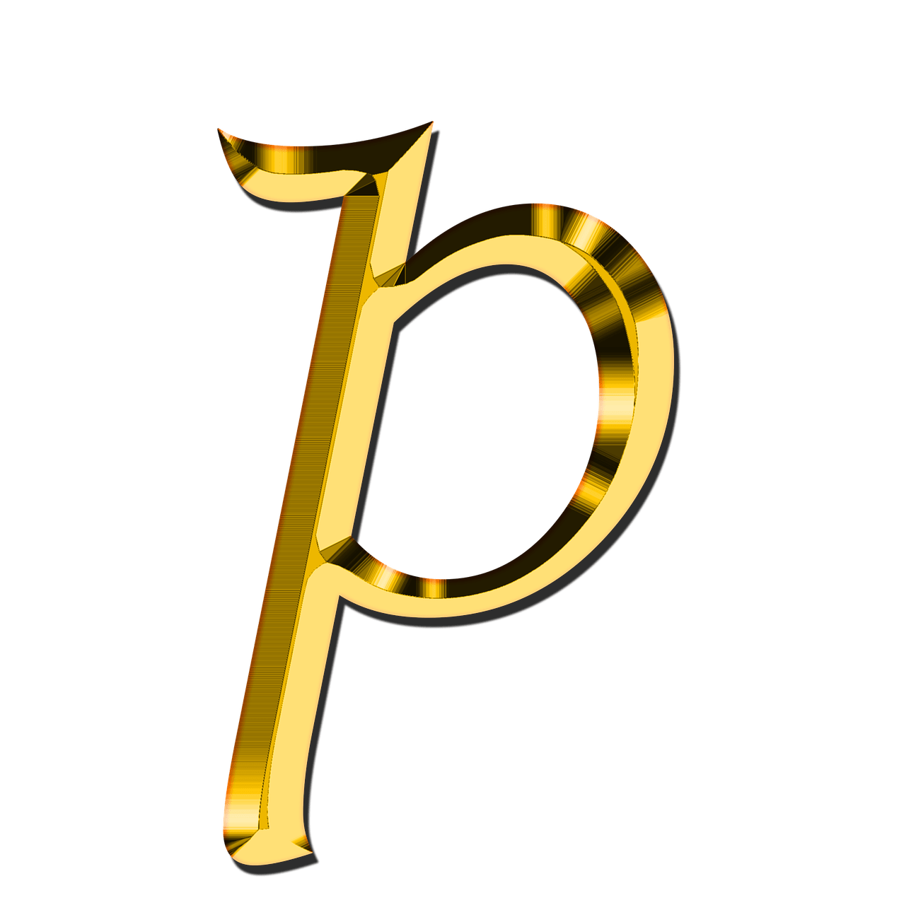 Gold letter p, Small Letter P, alphabet png