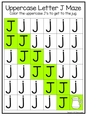  J Uppercase Letter Maze Worksheets