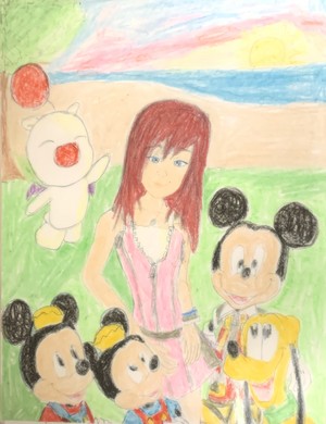  Kingdom Hearts II Kairi, Moogle, Mickey, Pluto, Morty and Ferdie.