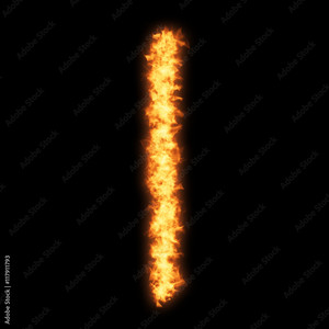  Lower case letter l with fogo on black background