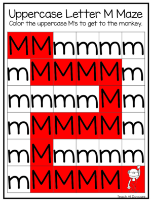  M Uppercase Letter Maze Worksheets