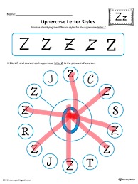  Uppercase Letter Styles Worksheet Color Z