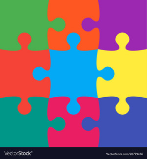  9 colorful puzzle jigsaw puzzle background Vector Image