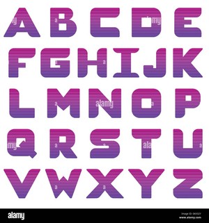  Alphabet in capital letters with purple gradient and horizontal