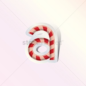  Alphabet small letter a in Candy cane ubunifu Vector Image