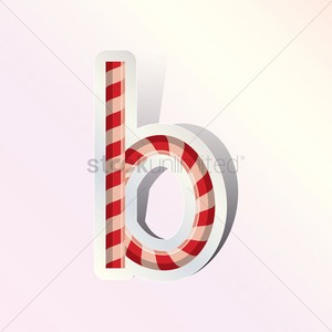 Alphabet small letter b in candy cane design Vector Image