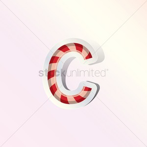  Alphabet small letter c in कैन्डी cane डिज़ाइन Vector Image
