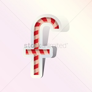 Alphabet small letter f in candy cane design Vector Image