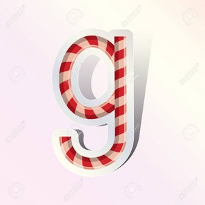  Alphabet small letter g in Candy cane ubunifu Vector Image