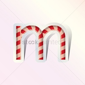 Alphabet small letter m in candy cane design Vector Image