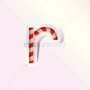 Alphabet small letter r in candy cane design Vector Image